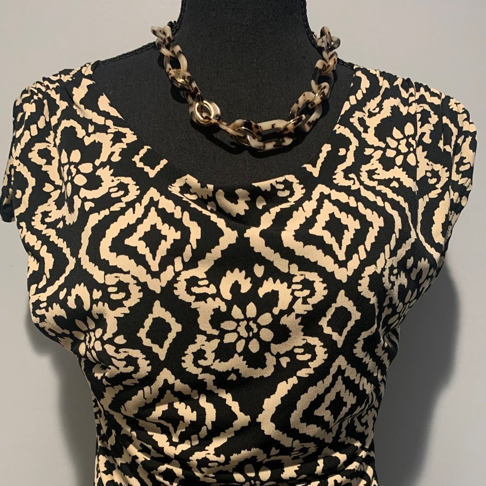 Enfocus Studios Ladies Black & Tan Cap Sleeve Dress